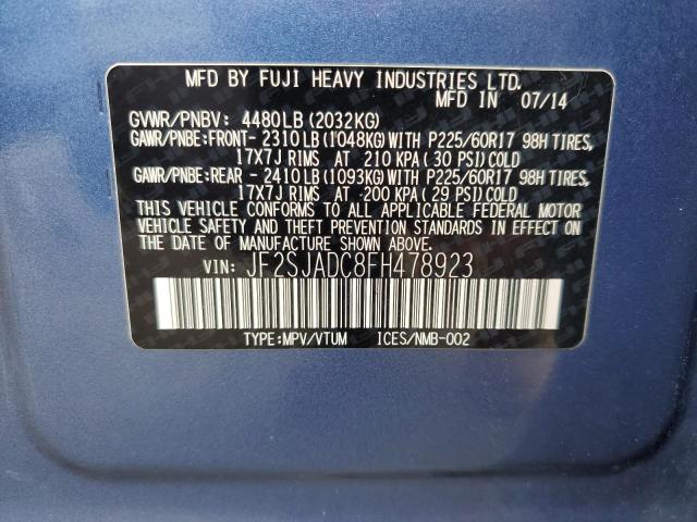 2015 SUBARU FORESTER 2 JF2SJADC8FH478923  72720294