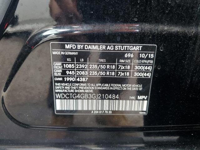 VIN WDCTG4GB3GJ210484 2016 MERCEDES-BENZ GLA-CLASS no.12