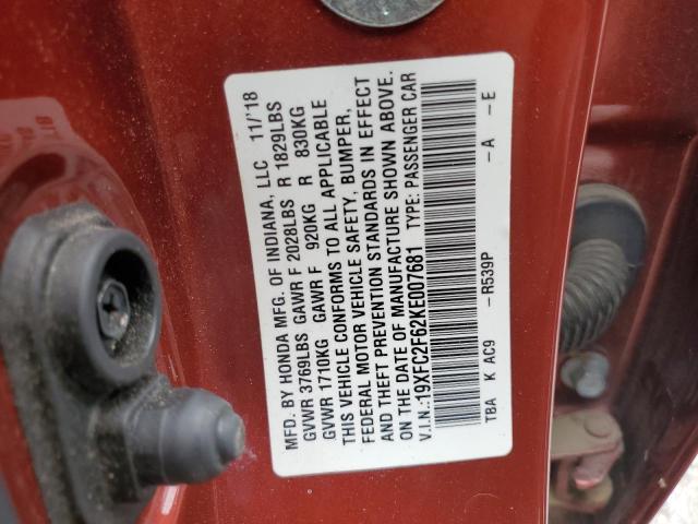 2019 HONDA CIVIC LX - 19XFC2F62KE007681
