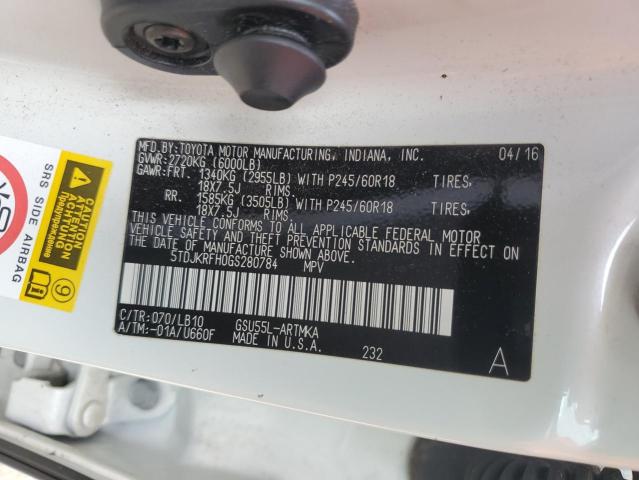 2016 TOYOTA HIGHLANDER - 5TDJKRFH0GS280784