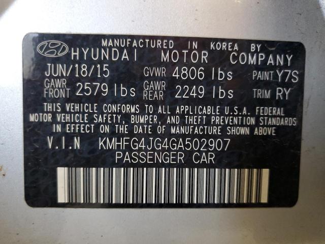 2016 HYUNDAI AZERA KMHFG4JG4GA502907