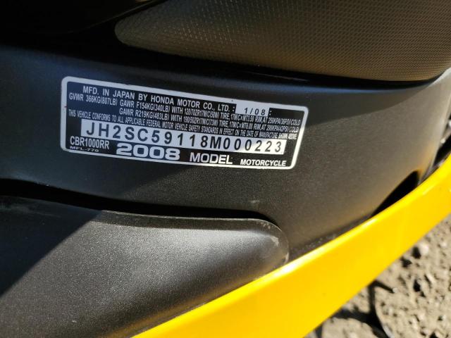 2008 HONDA CBR1000 RR JH2SC59118M000223