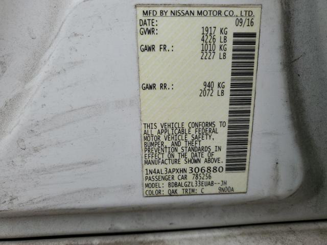 2017 NISSAN ALTIMA 2.5 - 1N4AL3APXHN306880