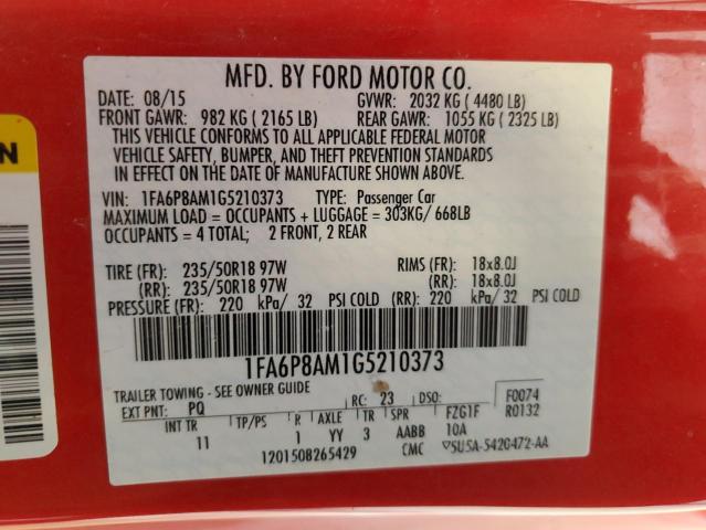 VIN 1FA6P8AM1G5210373 2016 Ford Mustang no.12