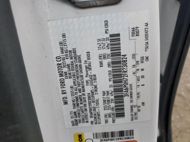 VIN 3FA6P0H72FR230824 2015 Ford Fusion, SE no.12