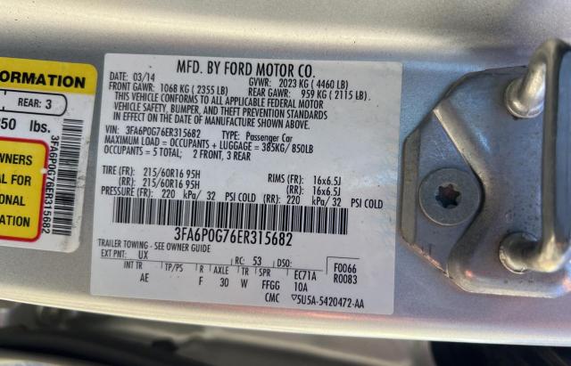 VIN 3FA6P0G76ER315682 2014 Ford Fusion, S no.10