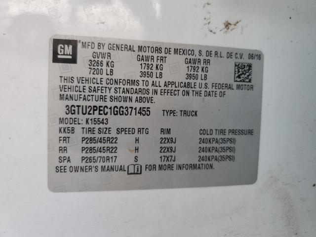 2016 GMC SIERRA K15 - 3GTU2PEC1GG371455