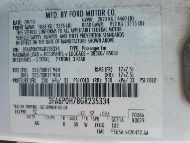 VIN 3FA6P0H78GR235334 2016 Ford Fusion, SE no.12