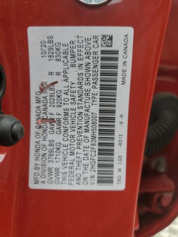 2021 HONDA CIVIC SPOR - 2HGFC2F83MH508007