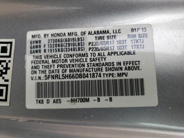 VIN 5FNRL5H66DB041874 2013 Honda Odyssey, Exl no.13