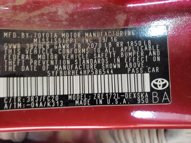 2017 TOYOTA COROLLA L - 5YFBURHE4HP586544