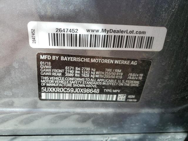 2018 BMW X5 XDRIVE3 - 5UXKR0C59J0X98648