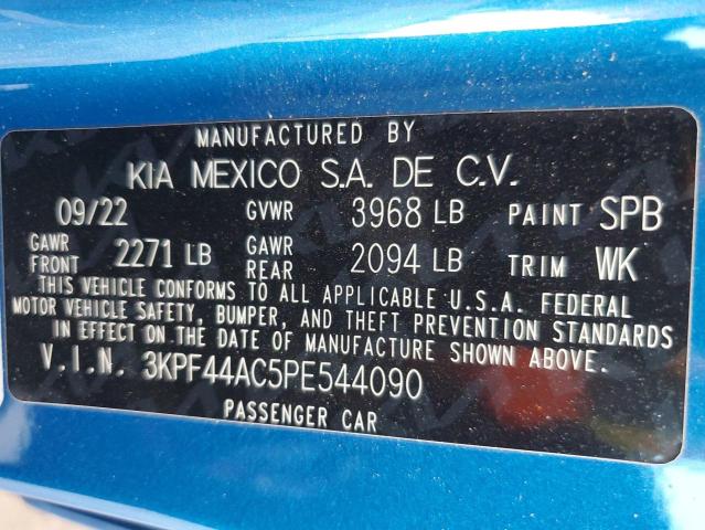 VIN 3KPF44AC5PE544090 2023 KIA Forte, GT no.12