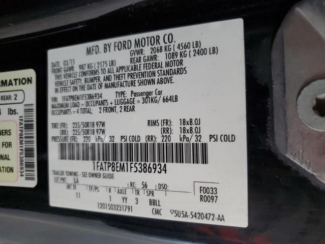 VIN 1FATP8EM1F5386934 2015 Ford Mustang no.12