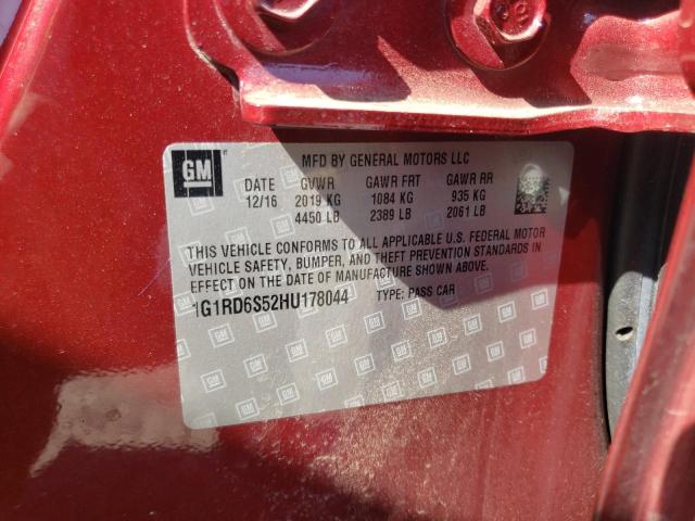 2017 CHEVROLET VOLT - 1G1RD6S52HU178044