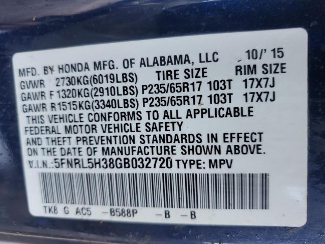 VIN 5FNRL5H38GB032720 2016 Honda Odyssey, SE no.14