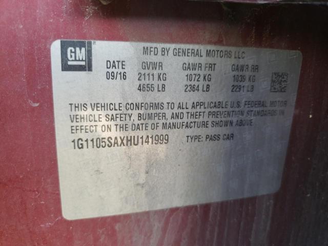 2017 CHEVROLET IMPALA LT - 1G1105SAXHU141999