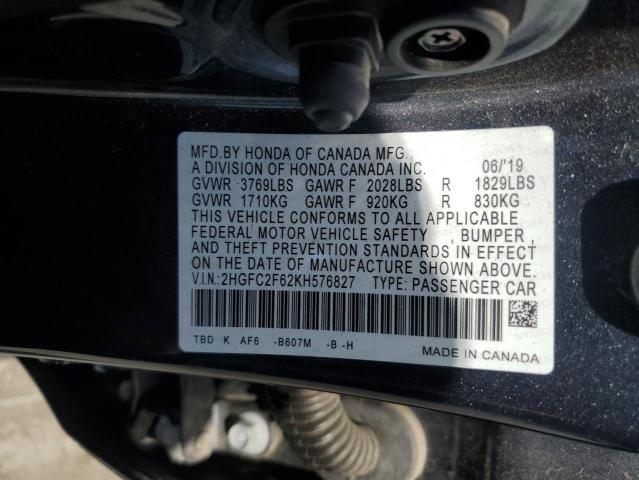 2019 HONDA CIVIC LX - 2HGFC2F62KH576827