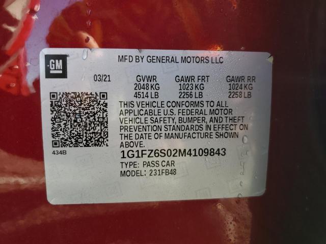 2021 CHEVROLET BOLT EV PR - 1G1FZ6S02M4109843