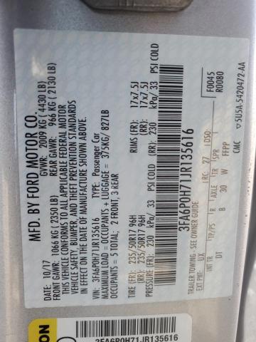 VIN 3FA6P0H71JR135616 2018 Ford Fusion, SE no.13