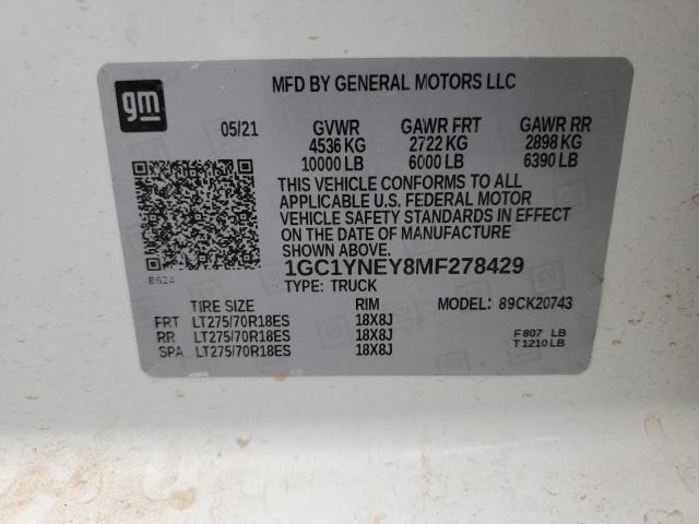 2021 CHEVROLET SILVERADO - 1GC1YNEY8MF278429