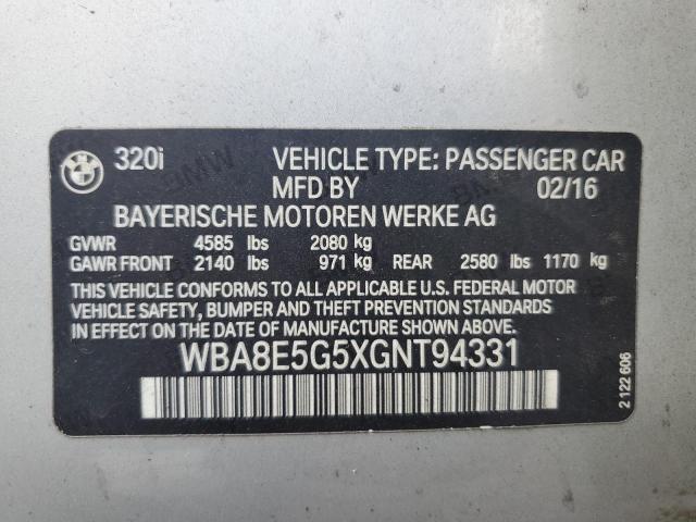 VIN WBA8E5G5XGNT94331 2016 BMW 3 SERIES no.12