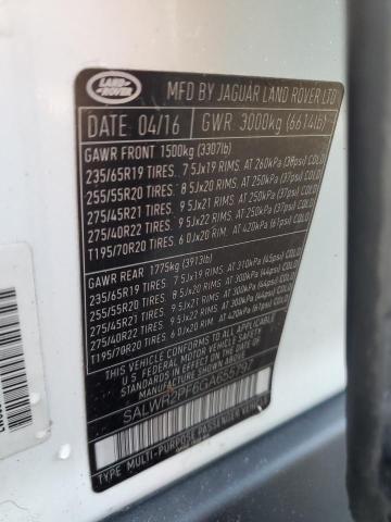 2016 LAND ROVER RANGE ROVE - SALWR2PF6GA655797