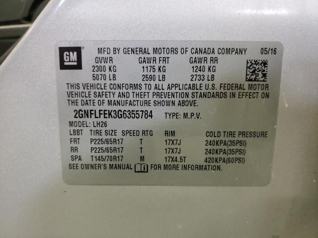 2016 CHEVROLET EQUINOX LT 2GNFLFEK3G6355784  73151214