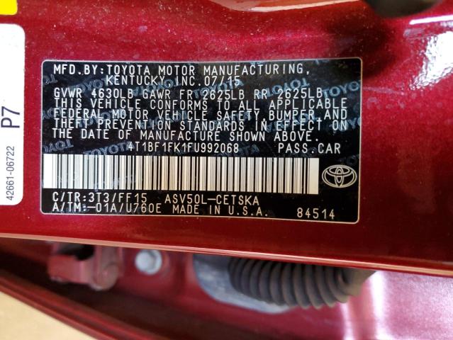 VIN 4T1BF1FK1FU992068 2015 Toyota Camry, LE no.13