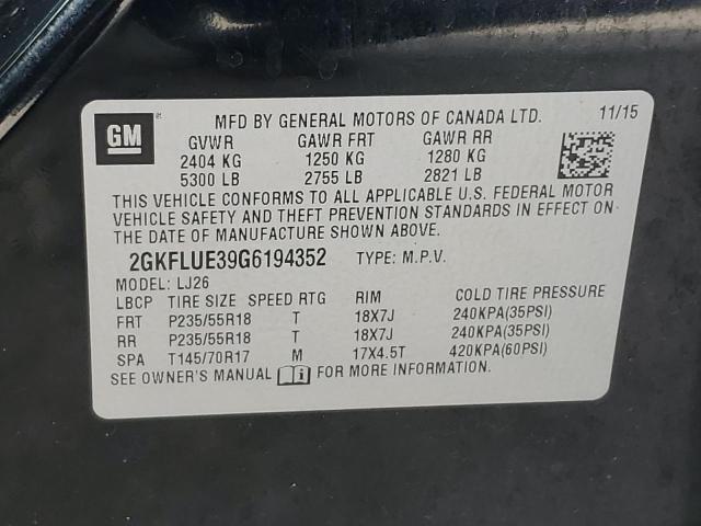 VIN 2GKFLUE39G6194352 2016 GMC Terrain, Slt no.13