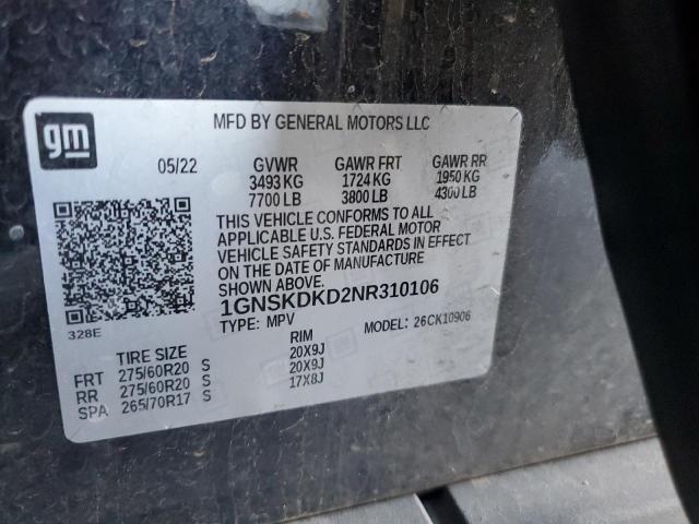 2022 CHEVROLET SUBURBAN K - 1GNSKDKD2NR310106
