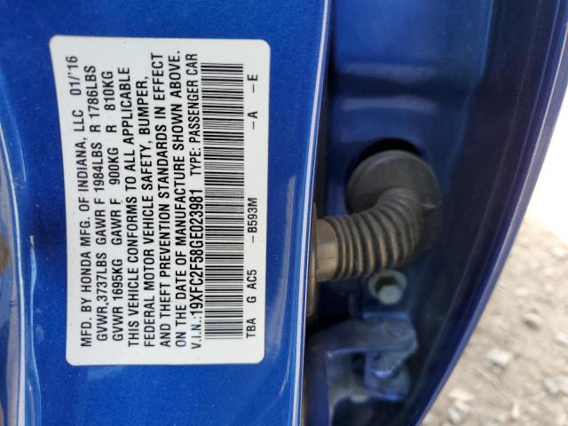 2016 HONDA CIVIC LX - 19XFC2F58GE023981