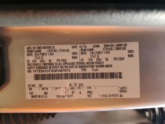 2016 FORD F150 SUPER - 1FTEW1CF5GFA87573