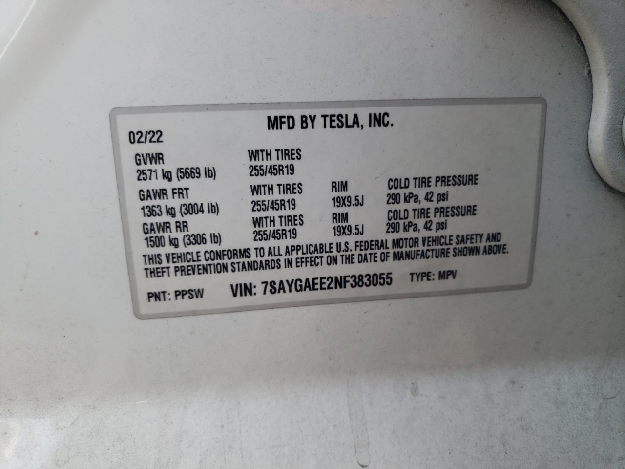 Lot #2943126530 2022 TESLA MODEL Y