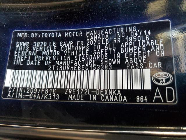 VIN 2T1BURHE6EC153383 2014 Toyota Corolla, L no.13