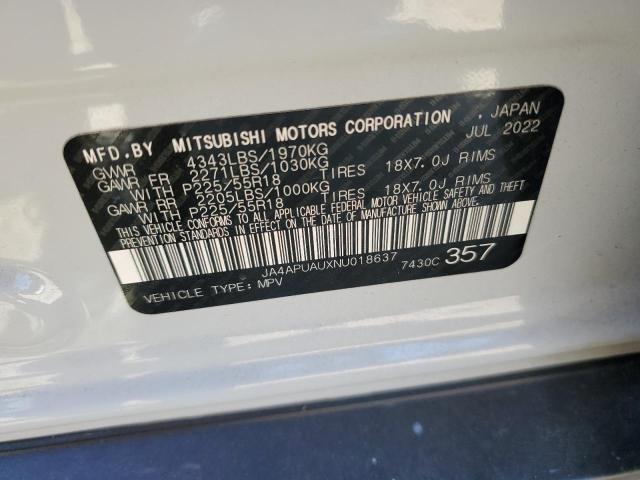 2022 MITSUBISHI OUTLANDER - JA4APUAUXNU018637