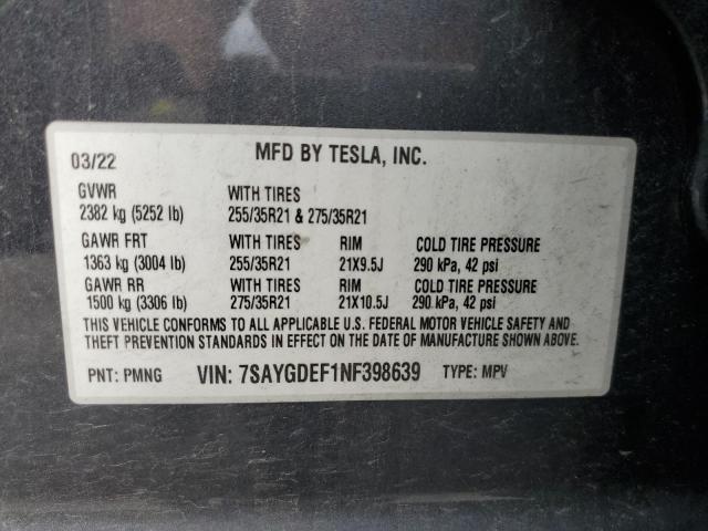 2022 TESLA MODEL Y - 7SAYGDEF1NF398639