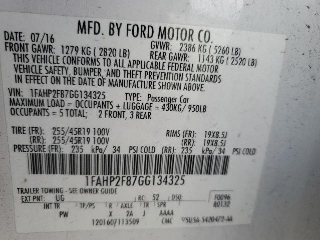 2016 FORD TAURUS LIM - 1FAHP2F87GG134325