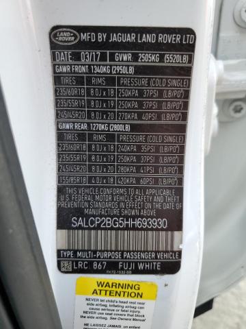 2017 LAND ROVER DISCOVERY - SALCP2BG5HH693930