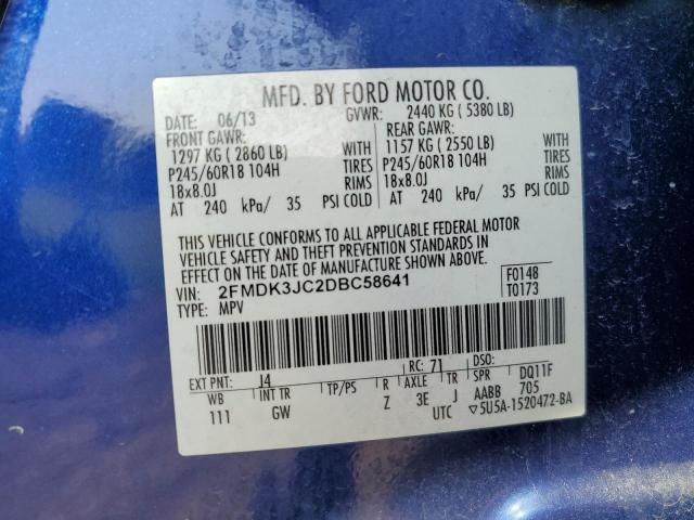 VIN 2FMDK3JC2DBC58641 2013 Ford Edge, Sel no.13