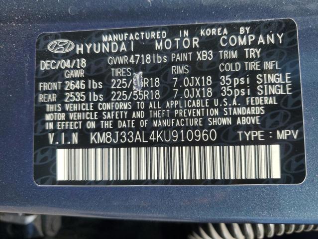 2019 HYUNDAI TUCSON LIM - KM8J33AL4KU910960