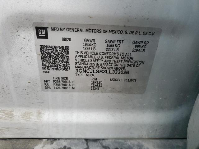 2020 CHEVROLET TRAX 1LT - 3GNCJLSB3LL333026