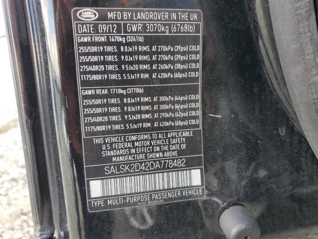 VIN SALSK2D42DA778482 2013 Land Rover Range Rover,... no.12