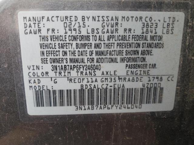 VIN 3N1AB7AP6FY246040 2015 Nissan Sentra, S no.12