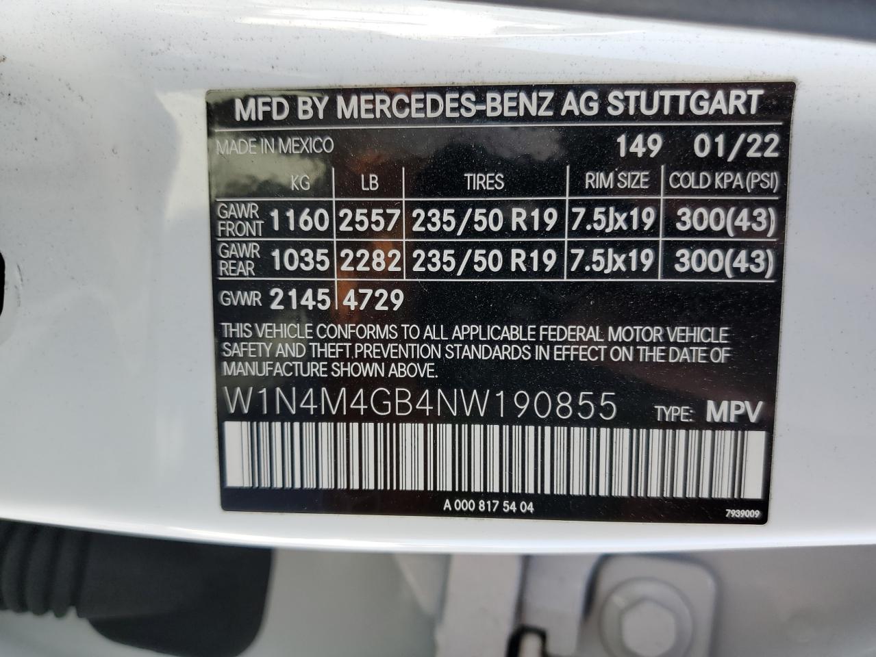 Lot #2986978763 2022 MERCEDES-BENZ GLB 250