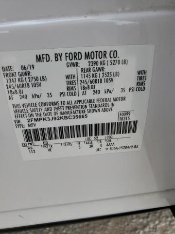 2019 FORD EDGE SEL - 2FMPK3J92KBC35665