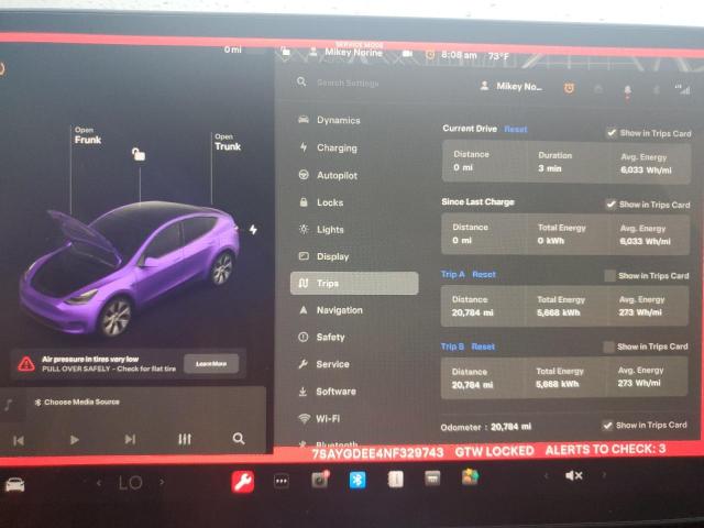2022 TESLA MODEL Y - 7SAYGDEE4NF329743