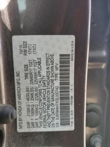 2016 HONDA CR-V EXL - 5J6RM4H7XGL000742