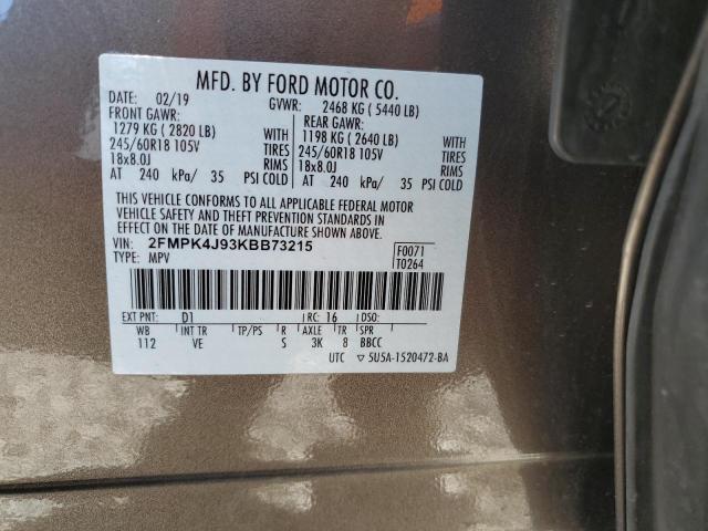 2019 FORD EDGE SEL - 2FMPK4J93KBB73215