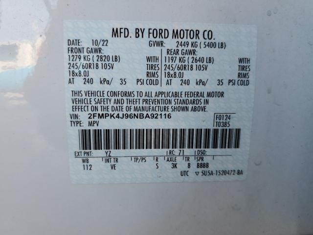 2022 FORD EDGE SEL - 2FMPK4J96NBA92116